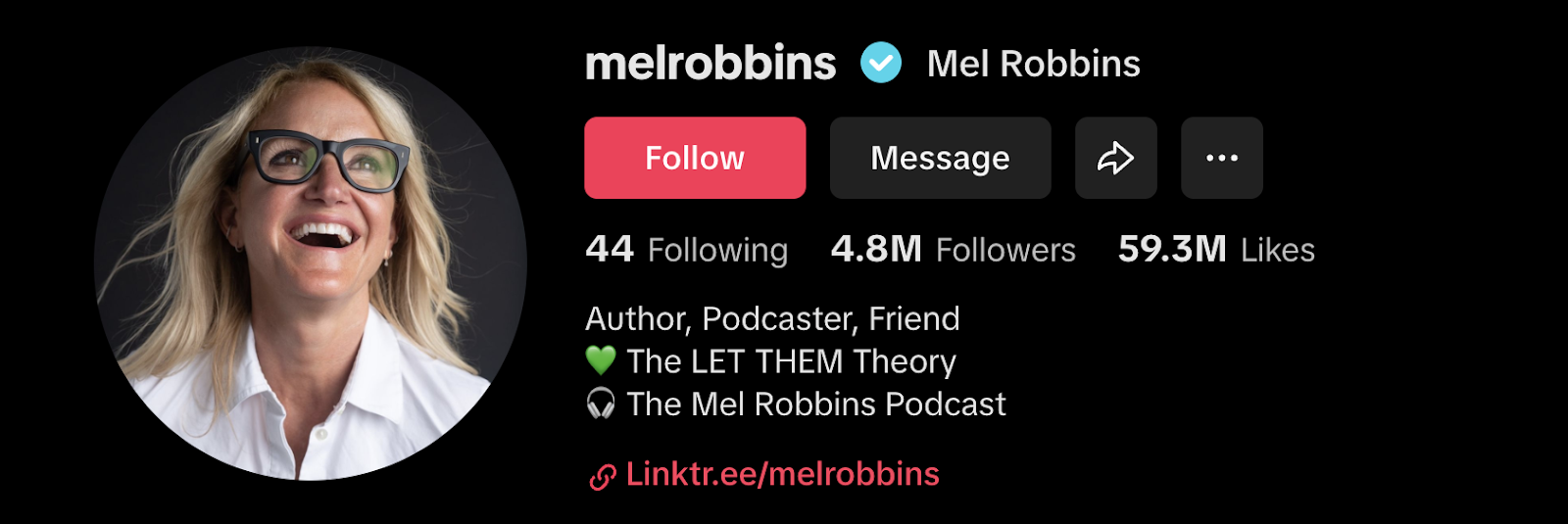 Mel Robbins TikTok profile
