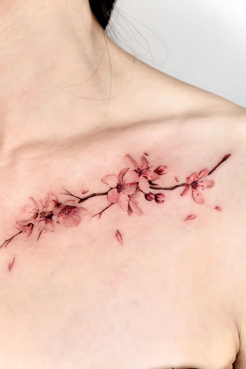 Cherry Blossom Front Shoulder Tattoo