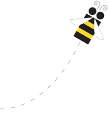 A bee flying with a line drawn on it.