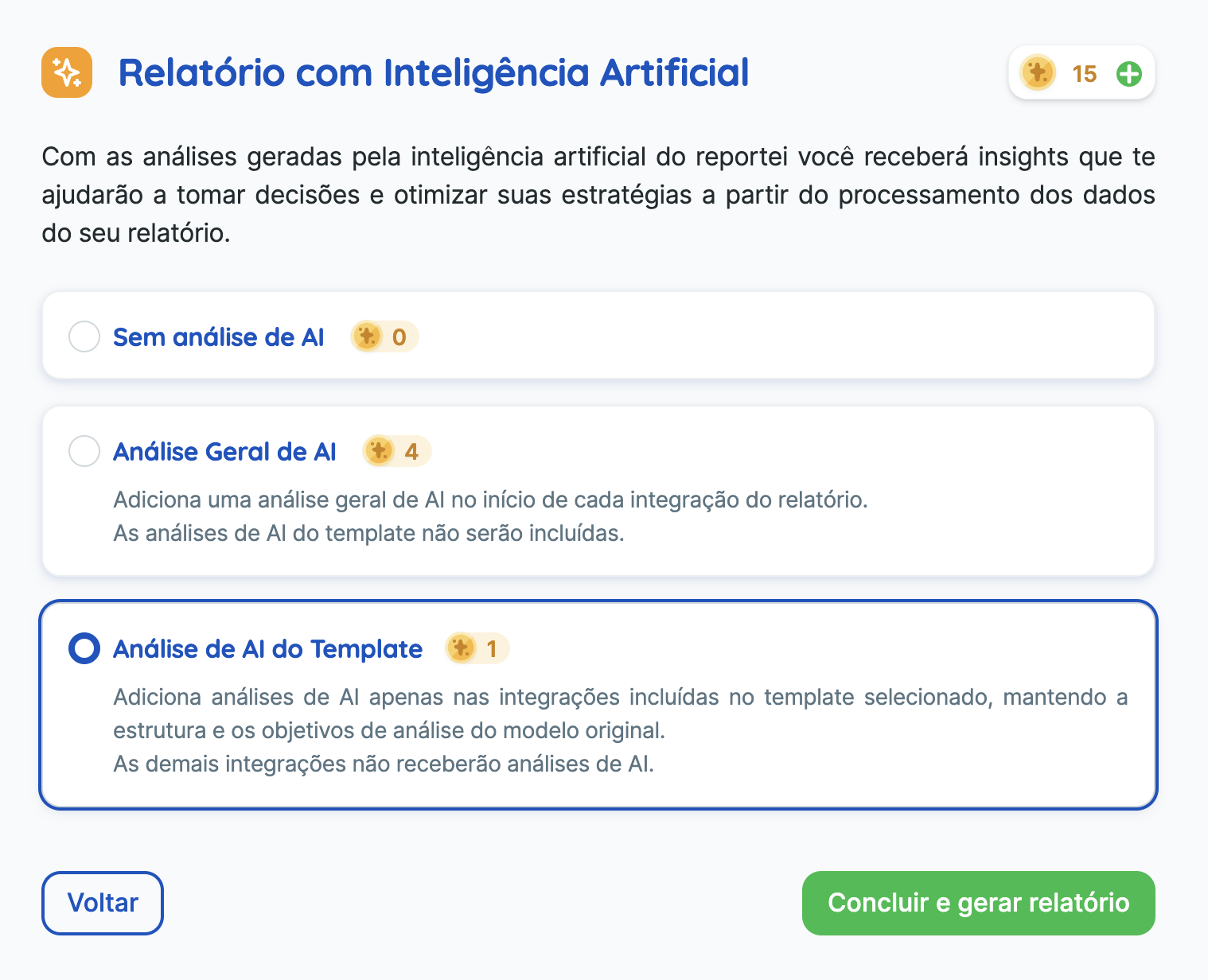 Como adicionar análises de IA nos relatórios