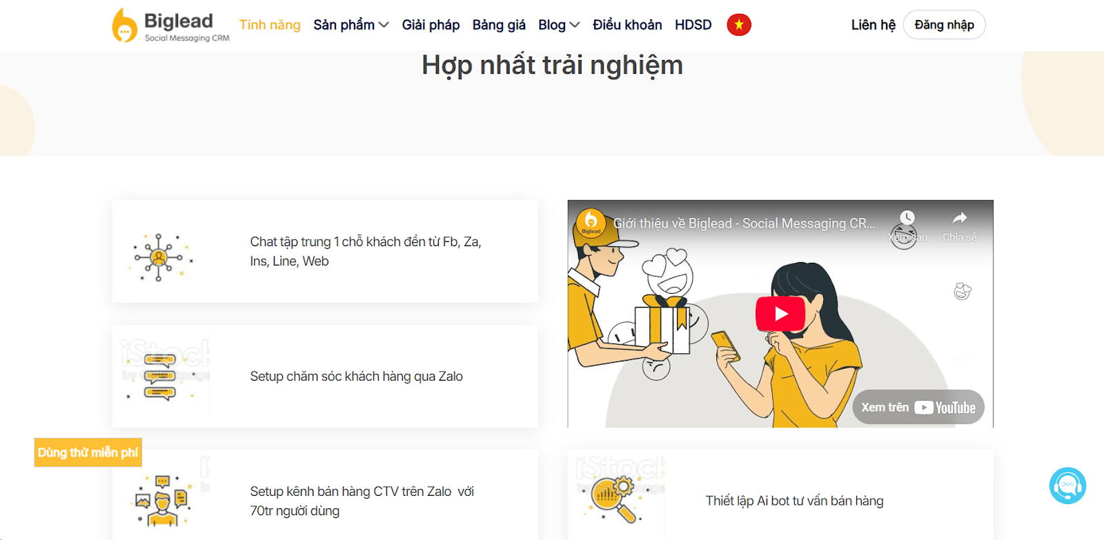 Biglead giải pháp chăm sóc khách hàng toàn diện.
