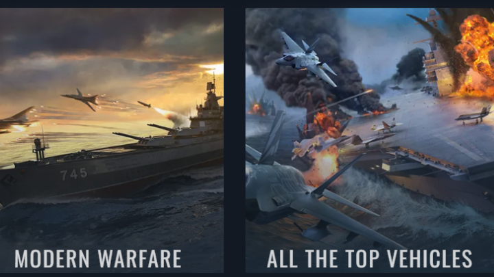 battle scenes in the Modern Warships 