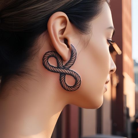 Rope Tattoo Behind the Ear