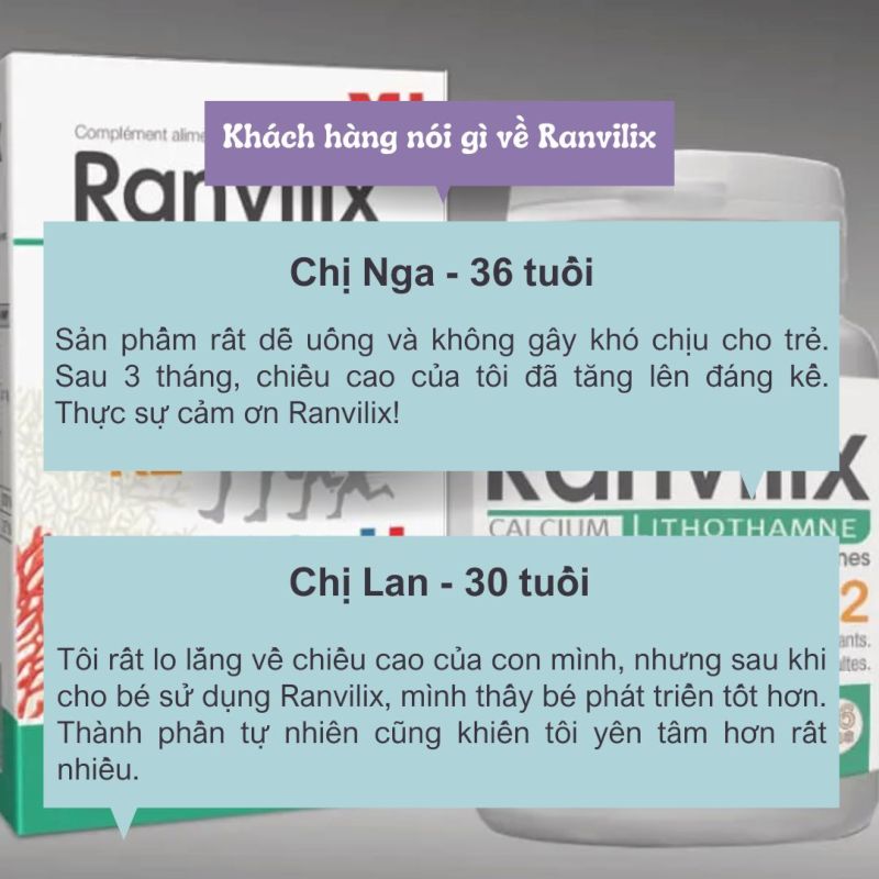 Đánh giá từ khách hàng sau khi sử dụng thuốc tăng chiều cao Ranvilix