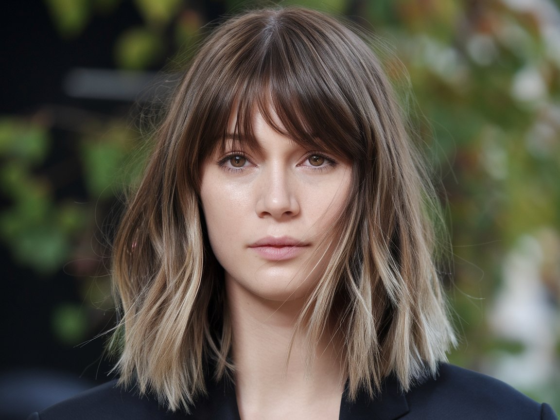 24. Micro Bangs with Medium-Length Hair