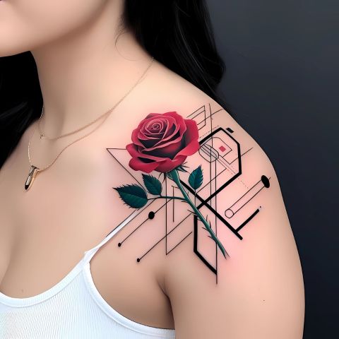 Rose Tattoo on Shoulder