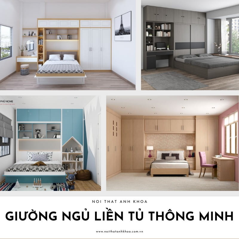 Giường ngủ liền tủ thông minh gỗ công nghiệp