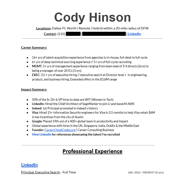 non-traditional resume format