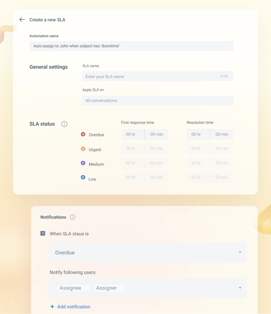 Create SLAs for every customer query