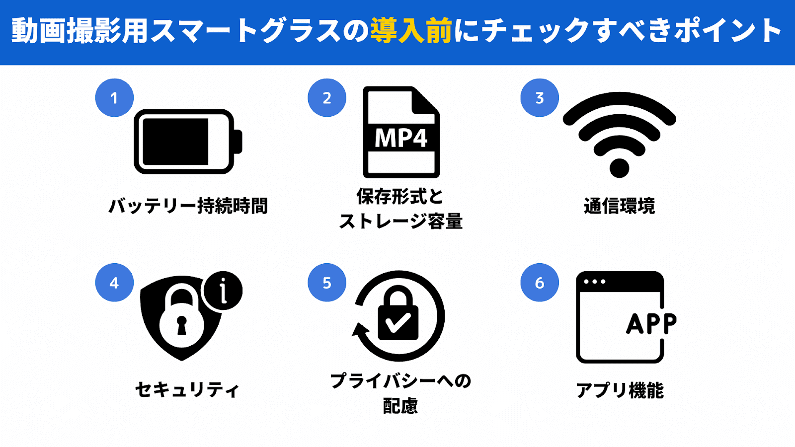 動画撮影用スマートグラスの導入前にチェックすべきポイント6つ