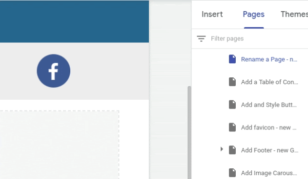 Modifier le nom d'une page - nouveau Google Sites