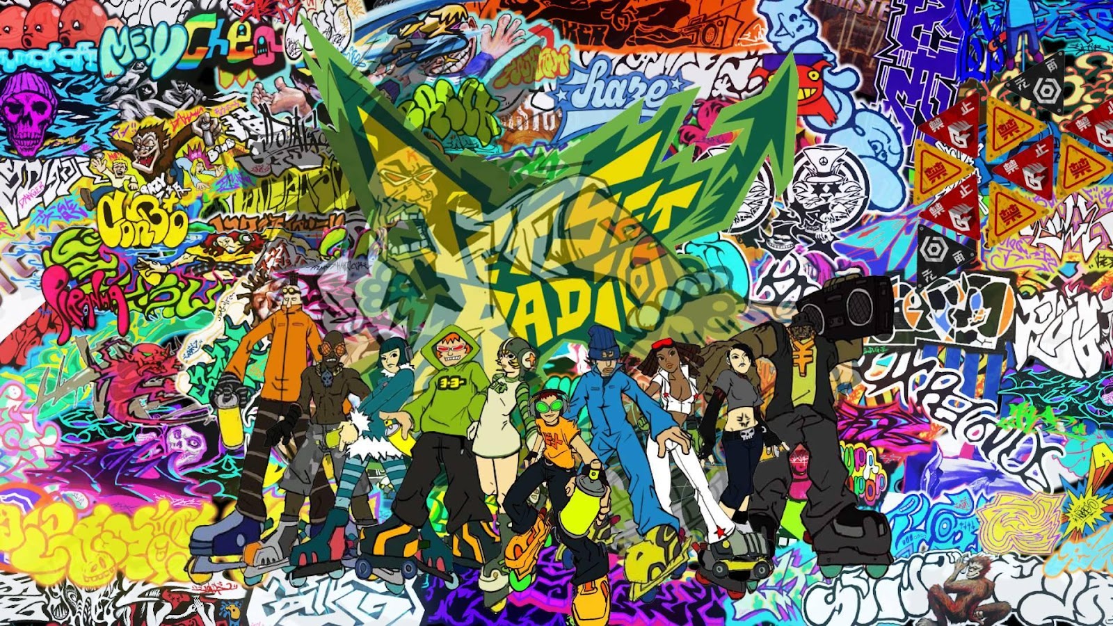 The Official Picture of Jet Set Radio Future with its characters