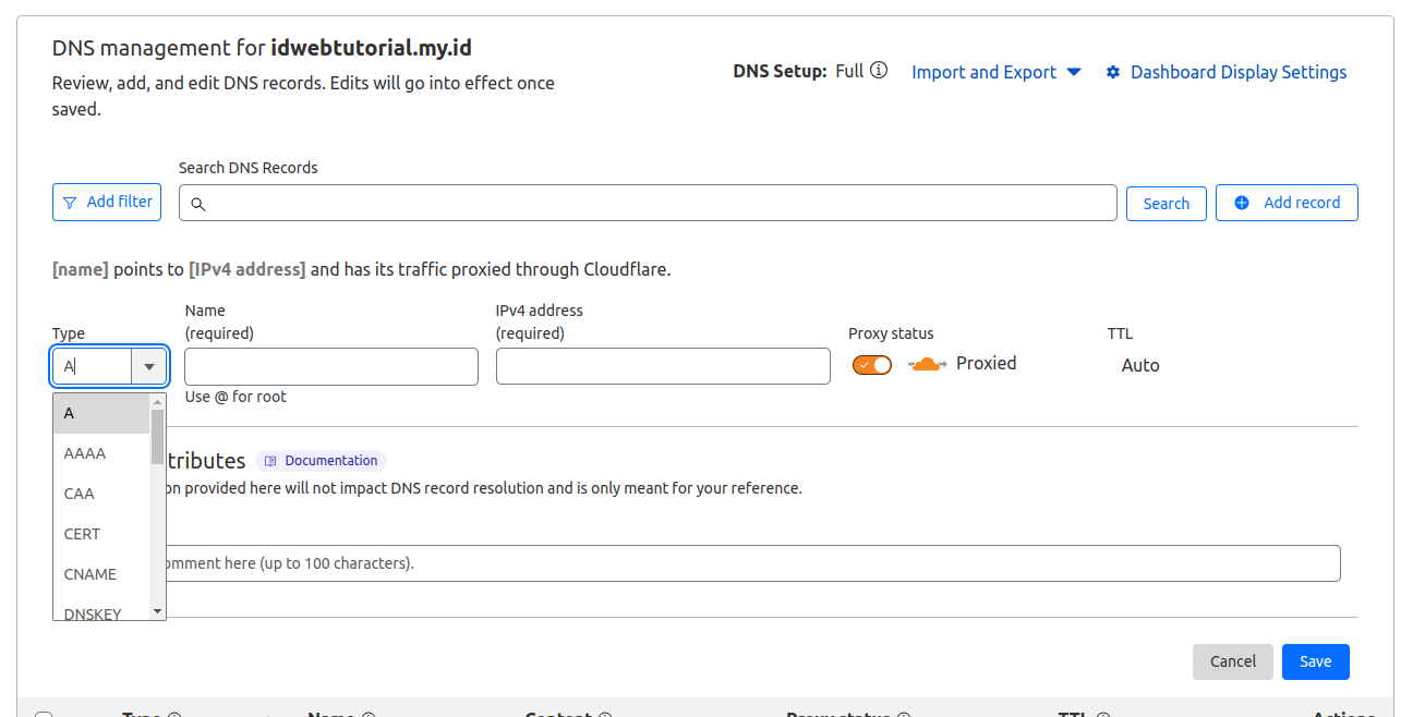 Cara Setting Domain di Cloudflare