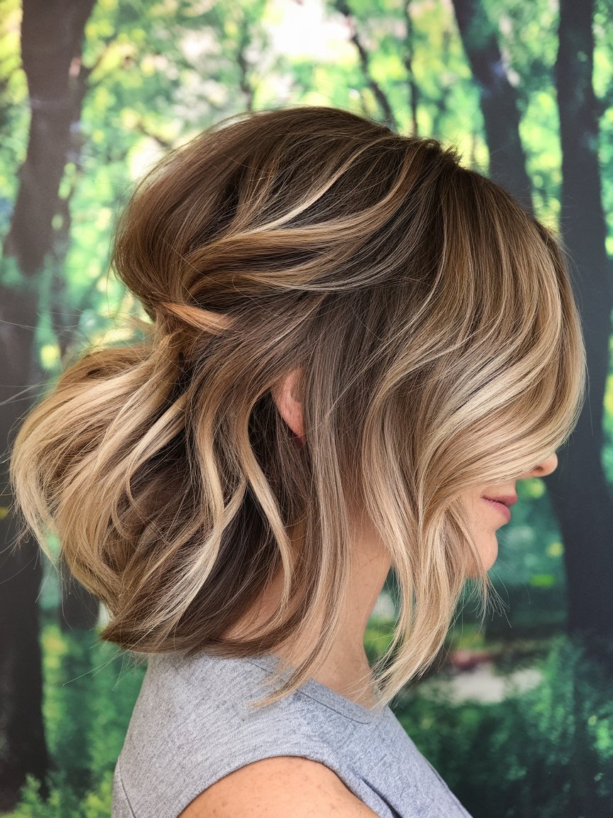 60. Layered Bob with Balayage