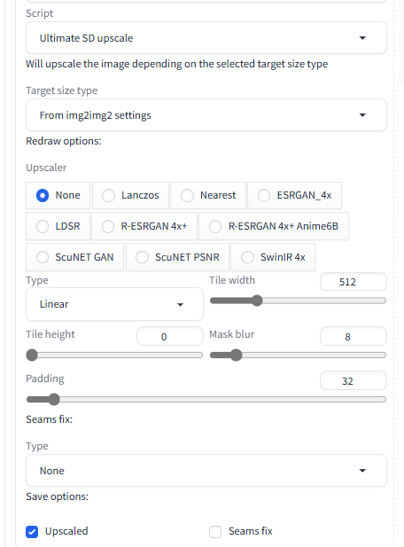 In the Ultimate SD Upscale menu