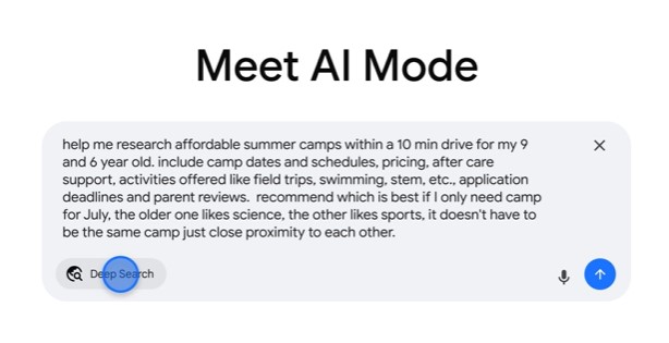 Screenshot of Google AI Mode