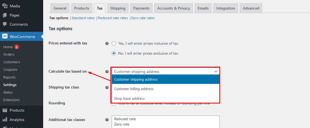 calculate tax based on