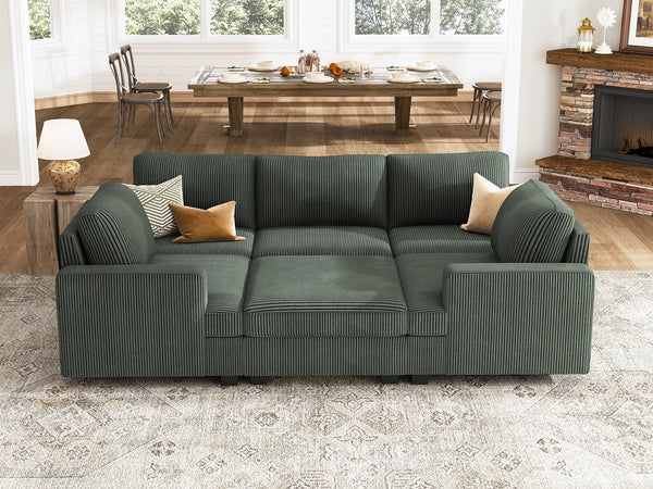 corduroy fabric sofa in green