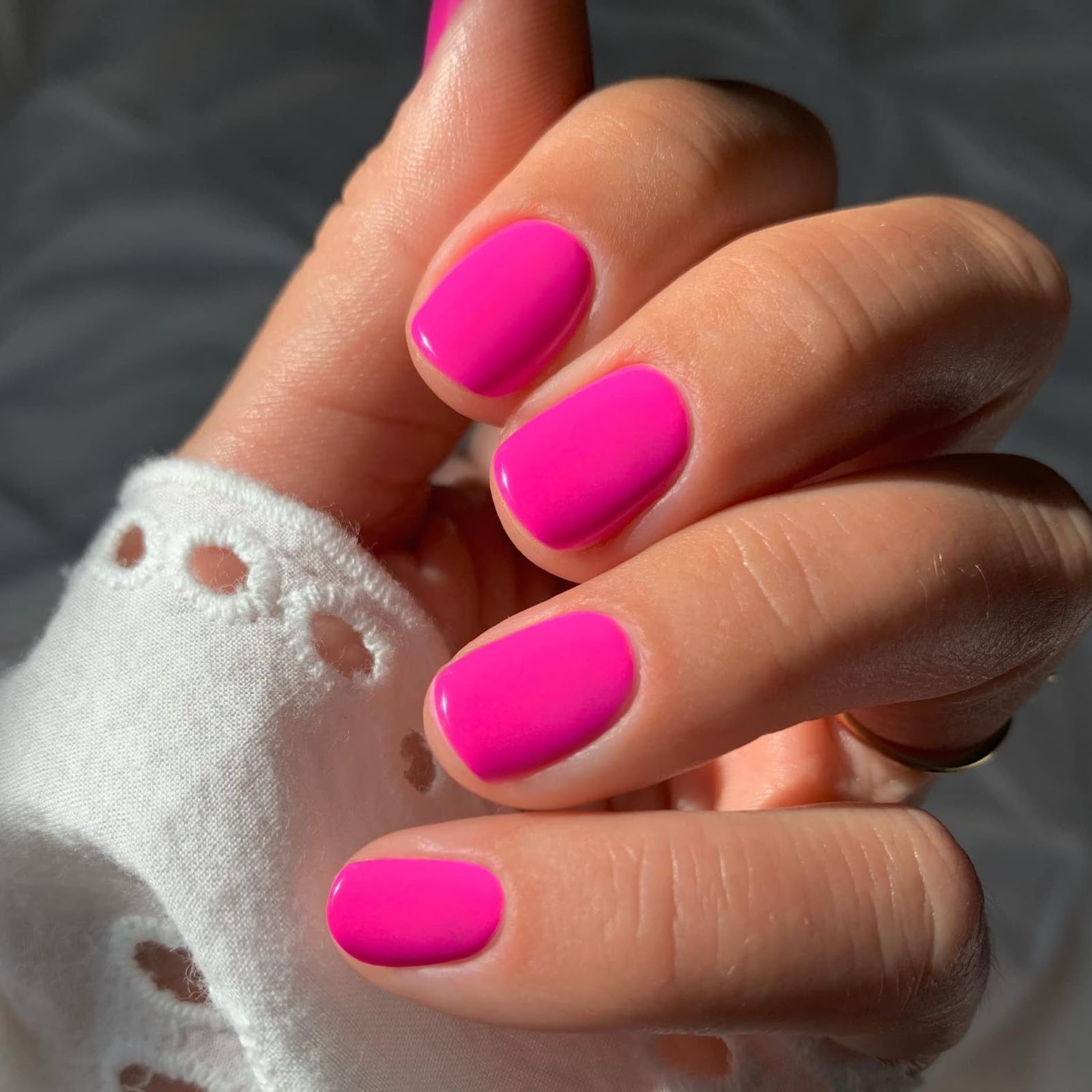 short hot pink nails