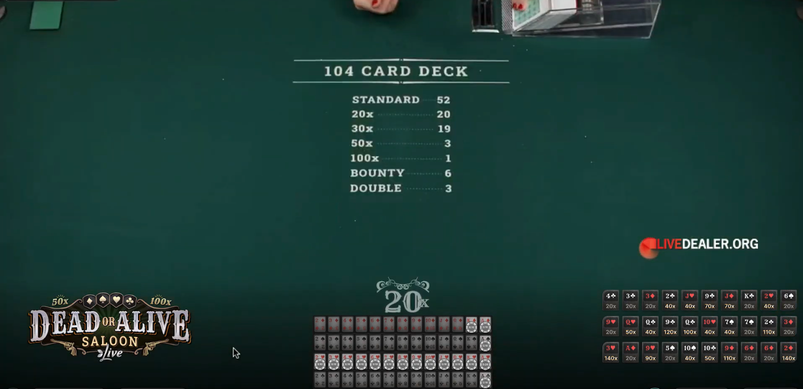 Les cartes sur Dead or Alive Saloon