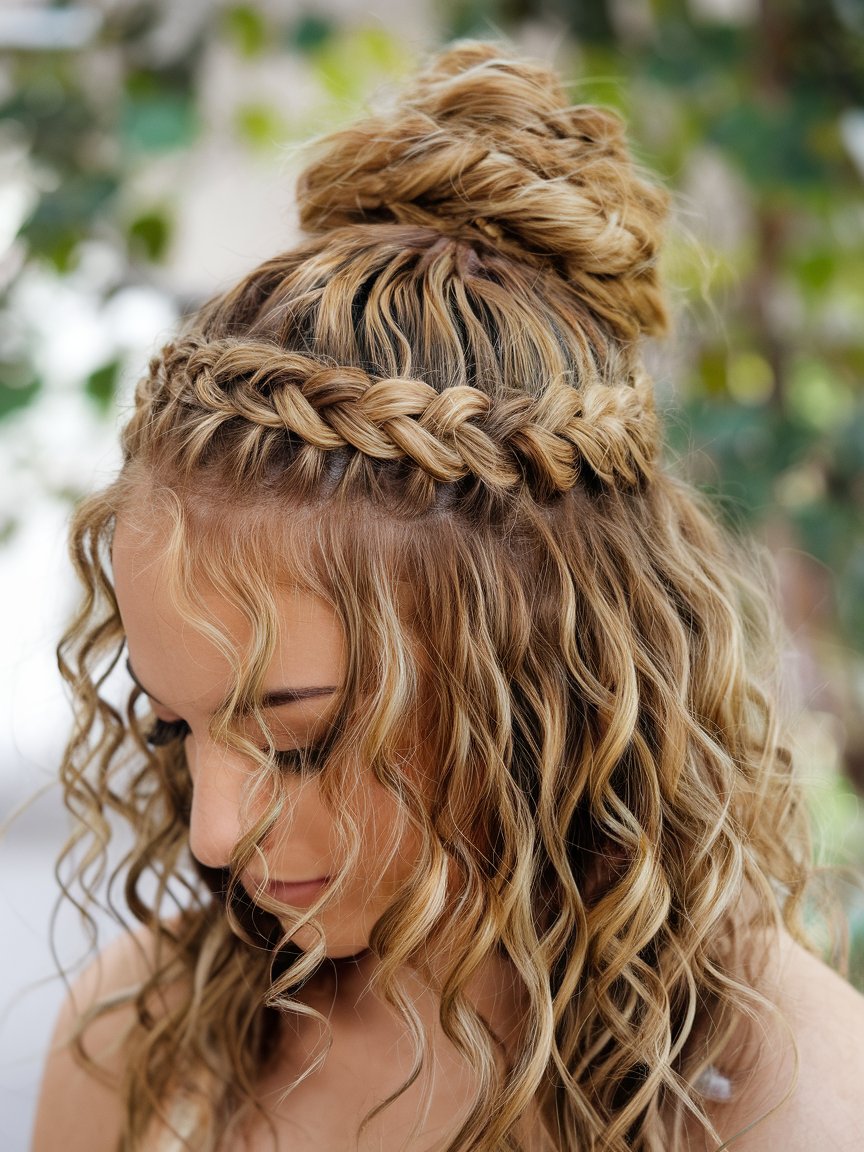 25. Intricate Braided Updo with Curls