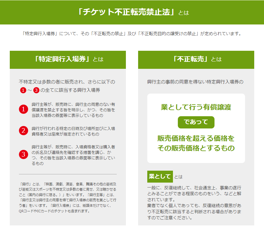 チケット流通センター | チケット不正転売禁止法」施行にともなうご注意