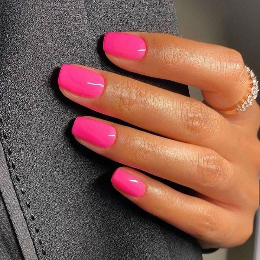 short hot pink nails