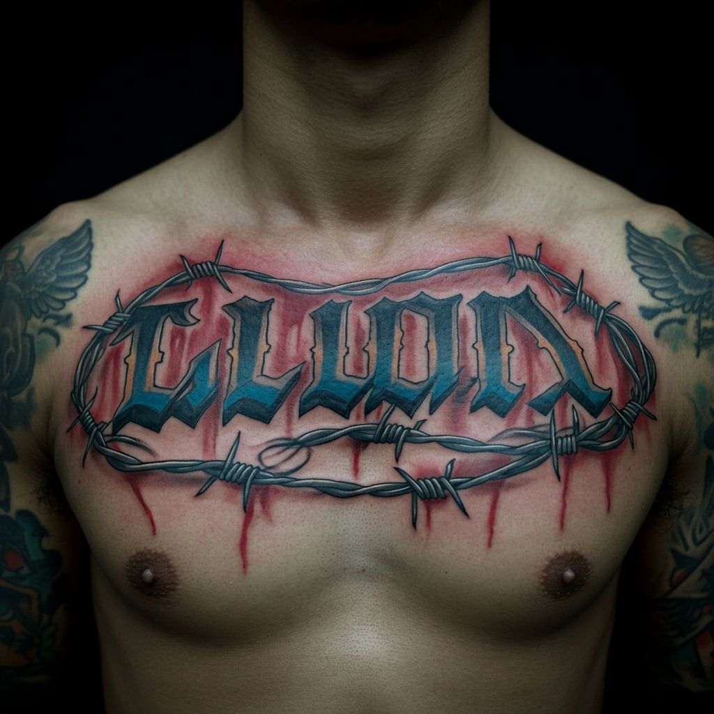 Barbed Wire Name Tattoo