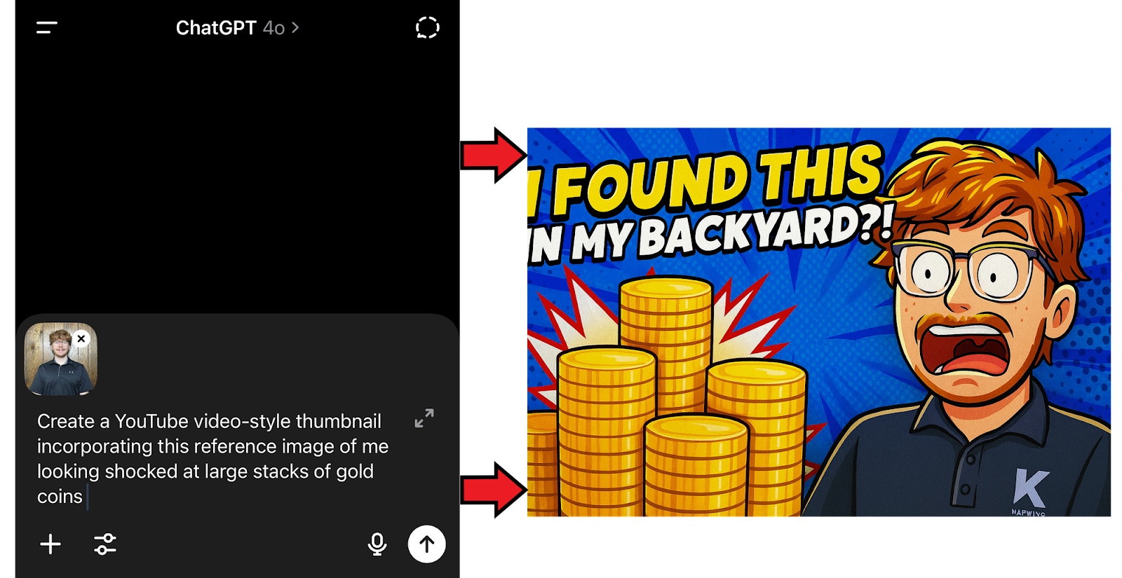 Example ChatGPT prompt guide showing a prompt without sufficient details along with its matching generated image. 