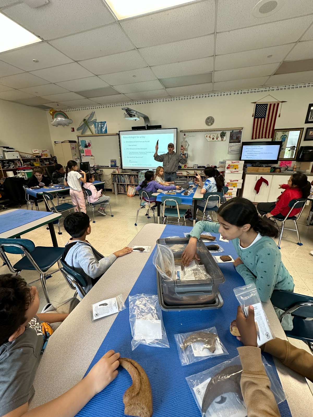 Paleontologist Dr. Gilbert with Hart students