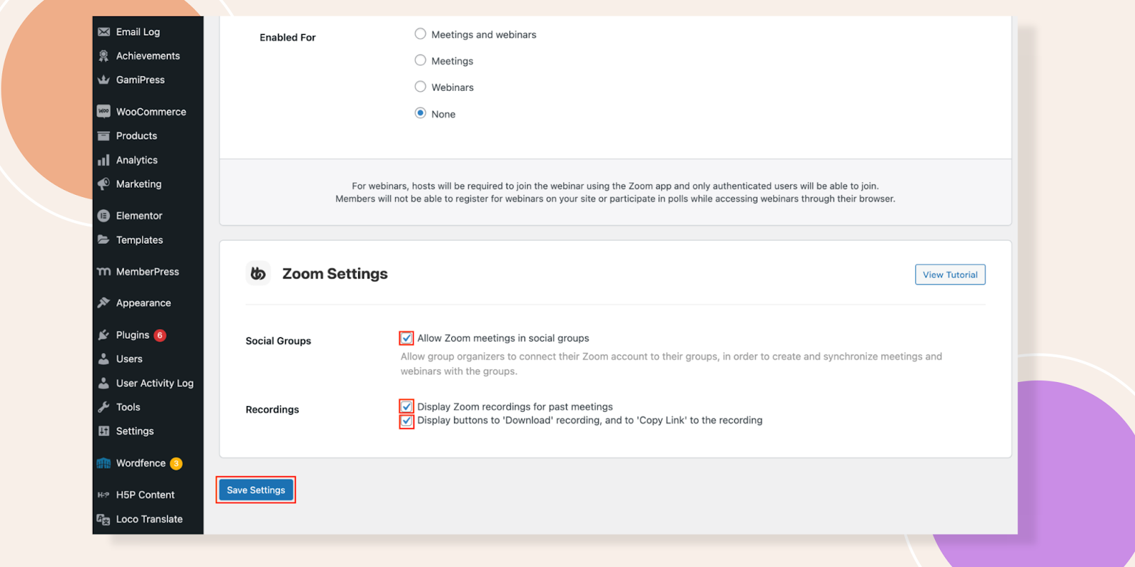 Zoom Integration For Social Groups