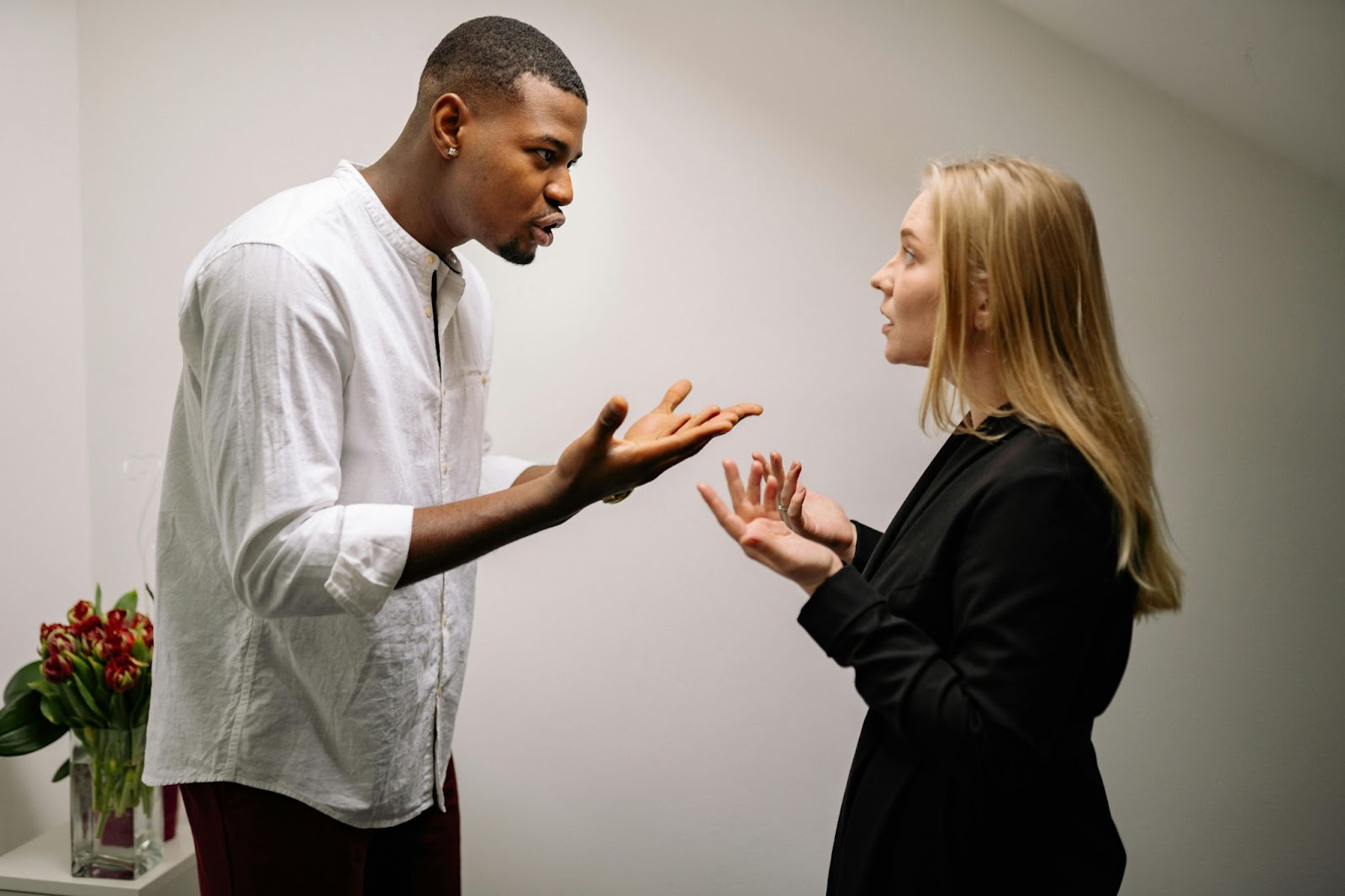 A man and a woman arguing