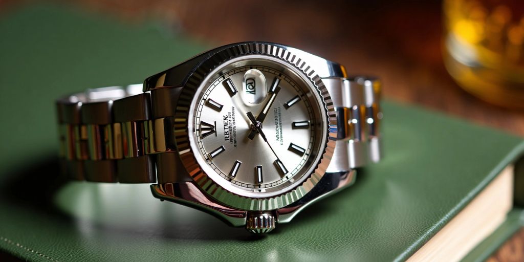 Rolex Datejust watch with silver dial and steel bracelet