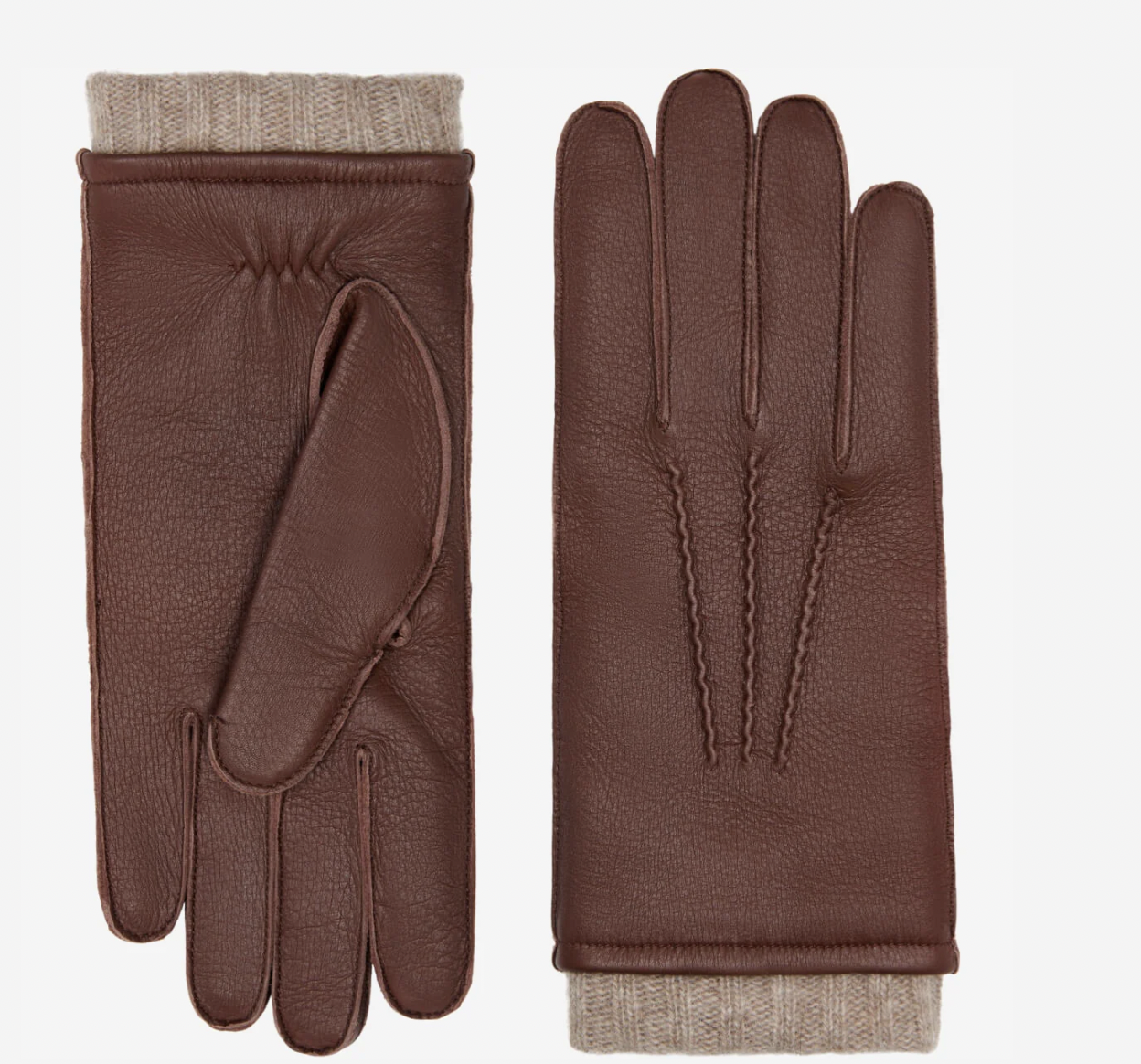 Vittoria (Brown) - Italian Buckskin Gloves with Cashmere Lining at Leather Gloves Online