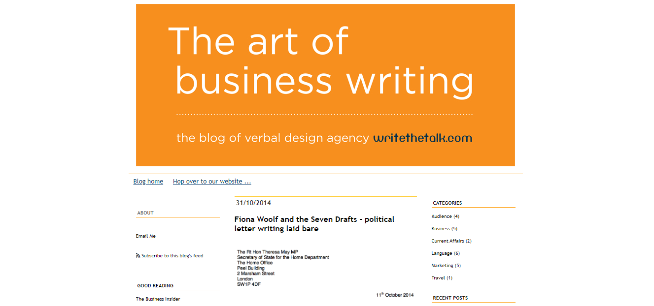 The Art of Business Writing homepage - one of the best business writing blogs