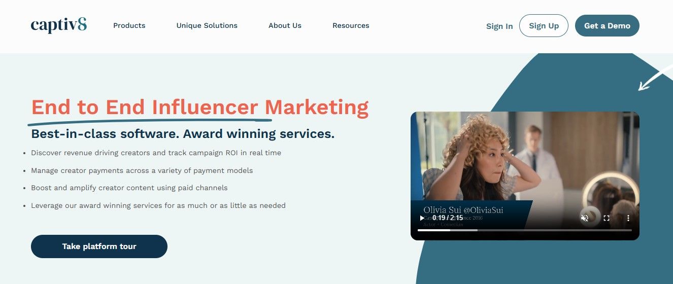 Captiv8 homepage