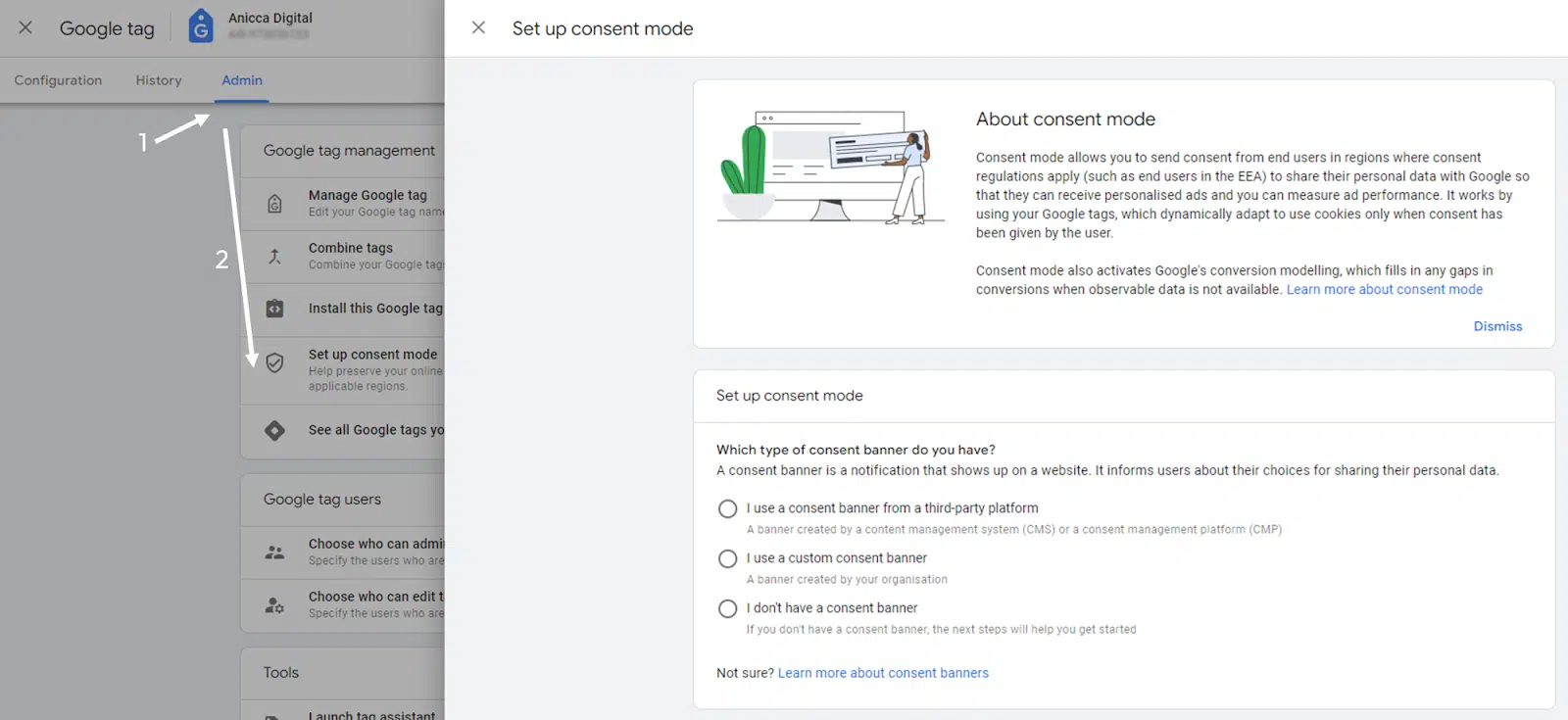 how to set up consent mode