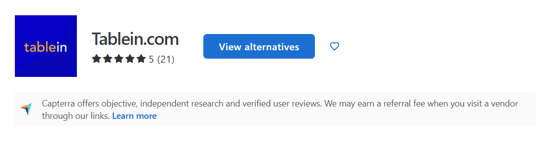 Tablein on Capterra