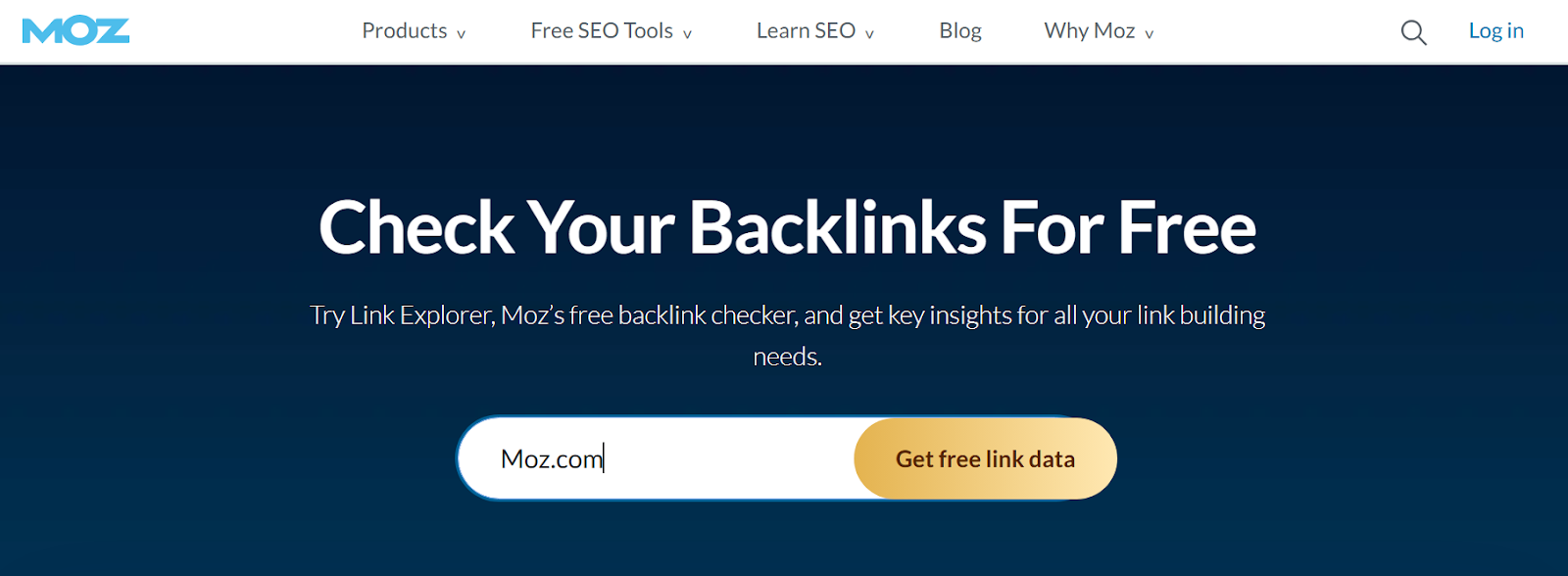 Image showing Moz's free backlink checker