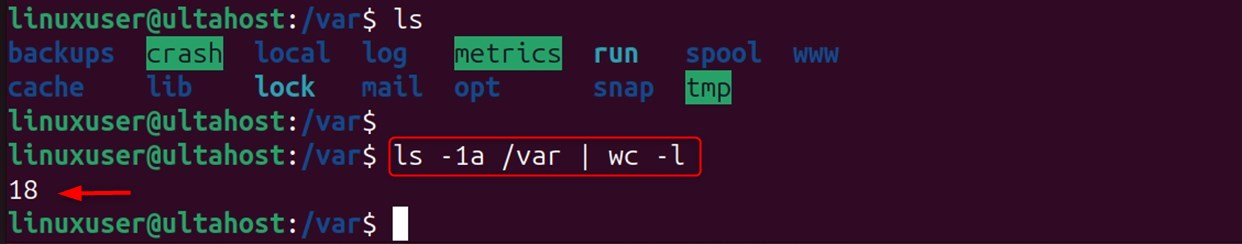 count files including hidden files