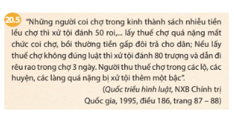 BÀI 20. ĐẠI VIỆT THỜI LÊ SƠ (1428- 1527)1. Nhà Lê sơ thành lậpCâu 1: - Em hãy mô tả những nét chính về sự thành lập nhà Lê sơ.- Đọc tư liệu 20.3 và cho biết chủ trương bảo vệ chủ quyền lãnh thổ quốc gia của triều Lê sơ thể hiện như thế nào qua lời căn dặn của vua Lê Thánh Tông?Đáp án chuẩn:- Sau chiến thắng của khởi nghĩa Lam Sơn vào tháng 4/1428, Lê Lợi lên ngôi hoàng đế, khôi phục quốc hiệu Đại Việt và đặt đô ở Thăng Long. - Nhà Lê sơ tiếp tục củng cố chế độ phong kiến tập quyền bằng việc hoàn thiện chính quyền từ trung ương đến địa phương, tăng cường xây dựng quân đội và ban hành các luật pháp nhằm bảo vệ chủ quyền quốc gia và biên giới.2. Tình hình kinh tế - xã hộiCâu 1: - Em hãy trình bày những nét chính về tình hình kinh tế thời Lê sơ. Em có ấn tượng với thành tựu kinh tế nào nhất? Lí giải sự lựa chọn của em.- Xã hội thời Lê sơ có những tầng lớp căn bản nào? Tầng lớp nào là lực lượng sản xuất chính?- Đọc tư liệu 20.5, theo em những biện pháp được nêu trong bộ Quốc triều hình luật đó có giúp ổn định trật tự xã hội thời Lê sơ không?Đáp án chuẩn:*Tình hình kinh tế thời Lê sơ:- Nông nghiệp phục hồi và phát triển nhờ các chính sách tiến bộ như quân điền, chia ruộng đất công.- Đông Kinh trở thành trung tâm kinh tế sầm uất với 36 phố phường, kết hợp sản xuất và buôn bán.- Các làng nghề thủ công như gốm Chu Đậu, đồ gốm Đại Bái phát triển chuyên nghiệp và văn hoá đặc sắc.*Xã hội thời Lê sơ:- Bao gồm các tầng lớp như quý tộc, nông dân, thương nhân, thợ thủ công và nô tì.- Nông dân là lực lượng chính trong sản xuất, cống hiến thuế và phục vụ theo lệnh của địa chủ và quan lại.3. Tình hình văn hóa, giáo dụcCâu 1: - Kể tên những thành tựu tiêu biểu về văn học, khoa học và nghệ thuật thời Lê sơ.- Giáo dục thời Lê sơ có bước phát triển như thế nào so với thời Trần?- Quan sát tư liệu 20.6 kết hợp đọc thông tin trong bài, em hãy cho biết nhà Lê dựng bia Tiến sĩ trong Văn Miếu nhằm mục đích gì?Đáp án chuẩn:*Về văn học:- Văn học chữ Hán: Đặc biệt nổi bật với các tác phẩm như  Bình Ngô đại cáo