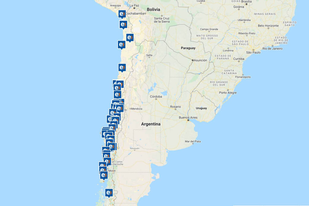 Mapa de cobertura de Entel en Chile