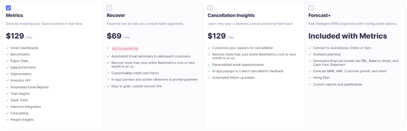 Baremetrics pricing