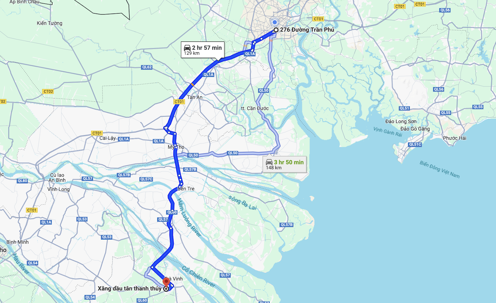 route of tan thanh thuy bus from sai gon to tra vinh