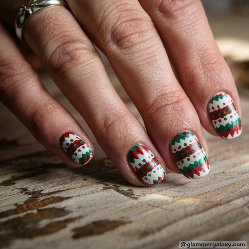 December Nails having Fair Isle Pattern
