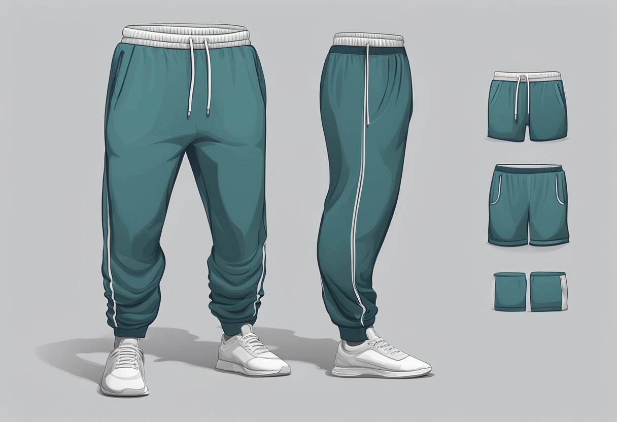 A pair of sweatpants made of soft, stretchy fabric lays on a flat surface, with a drawstring at the waist and elastic cuffs at the ankles