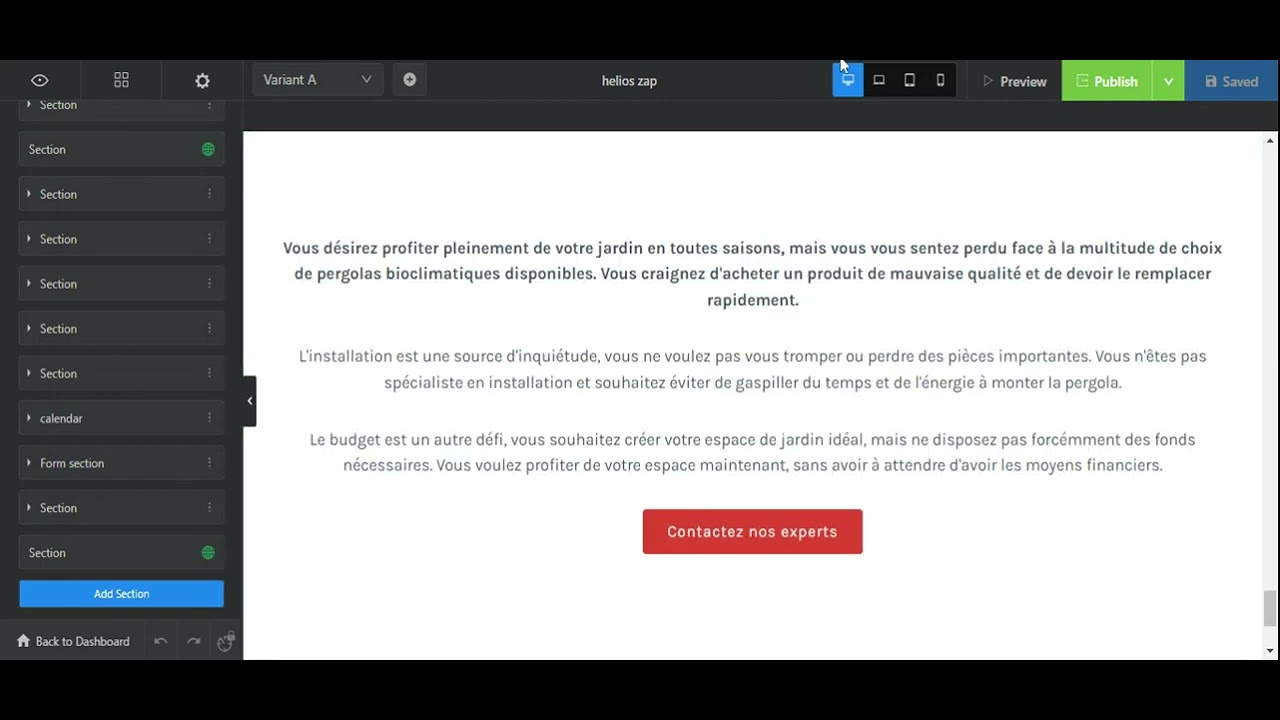 Global blocks in Swipe Pages within the intuitive, drag-and-drop interface