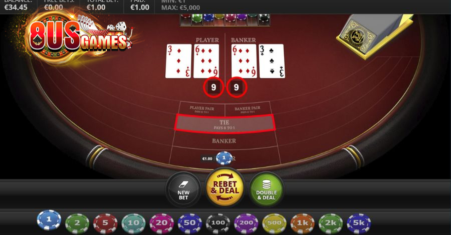 Hạn chế đặt cửa Tie (Hòa) là chiến thuật chơi Baccarat giúp tối ưu cơ hội chiến thắng