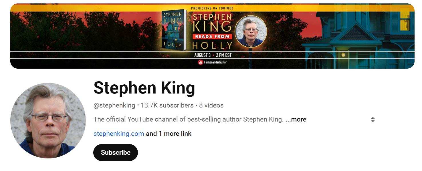 Stephen King YouTube Channel
