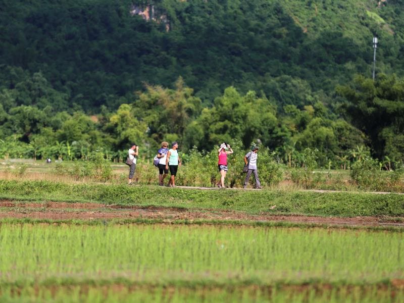 Du khách trải nghiệm hoạt động trekking
